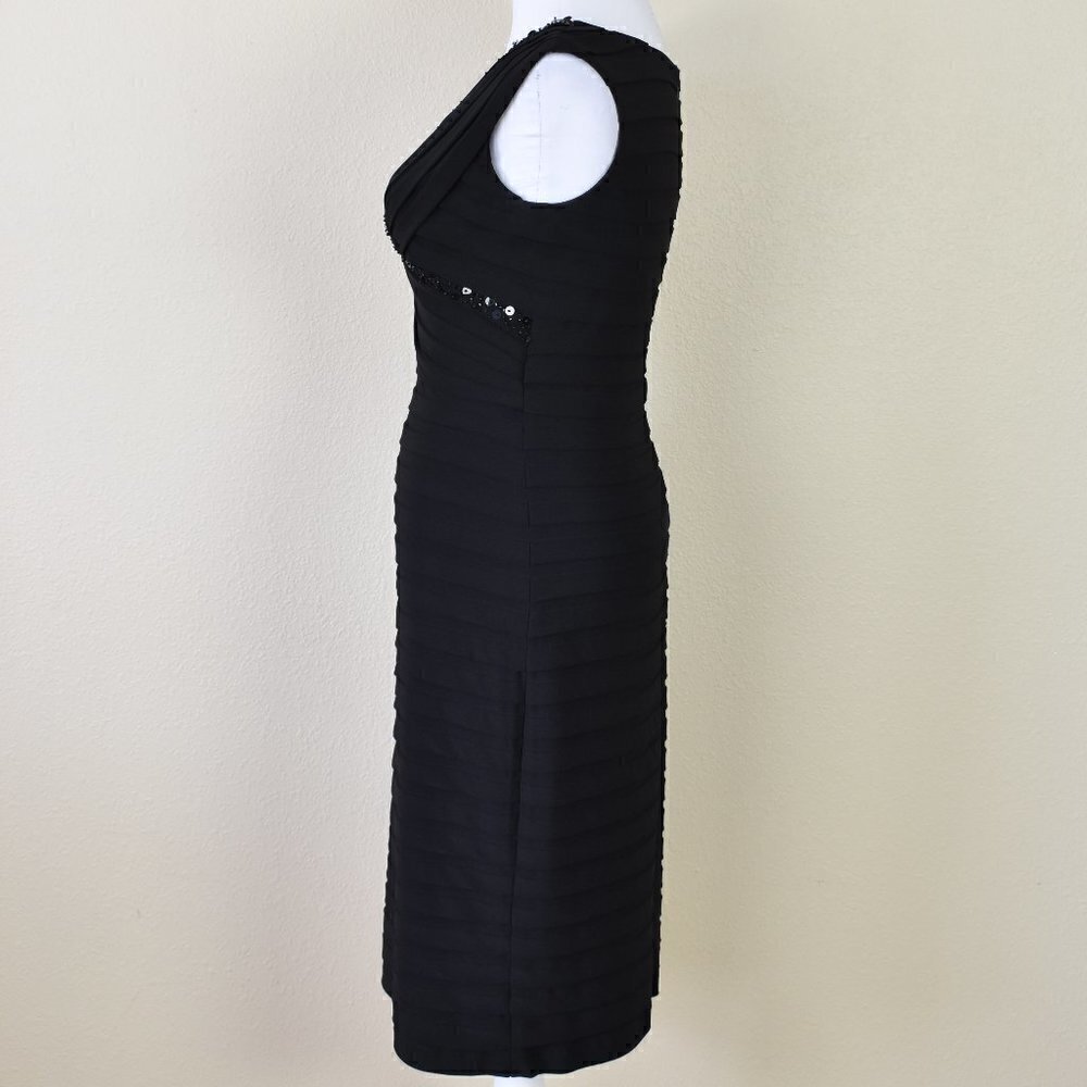 Cache Tiered Black Sheath Formal Dress 6 - Picture 4 of 8